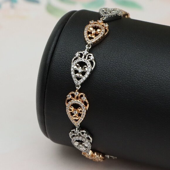 Rose Gold and Silver Dual Tone Bracelet, XPBL0687 - Picture 1 of 12